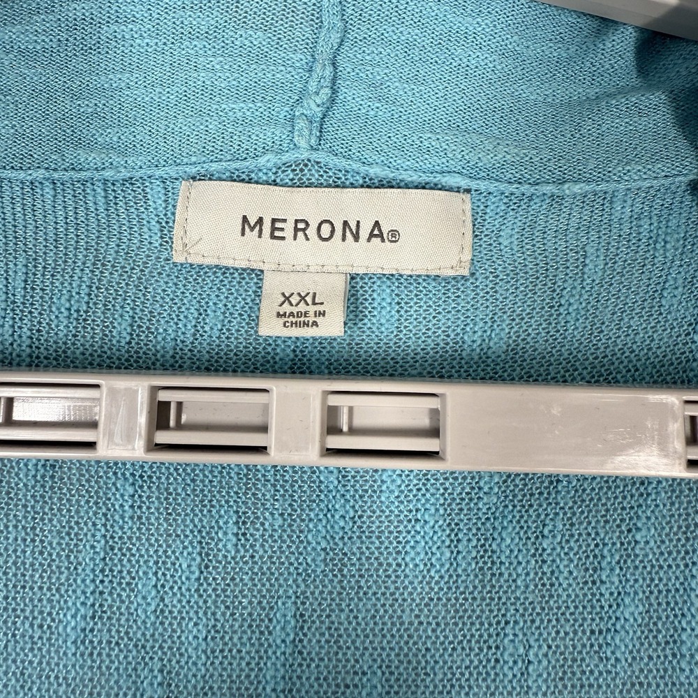 Women`s Collarless Opened Gauze Bolero Shrug Cardigan Jacket XXL Beach Boho Blue - Picture 5 of 11